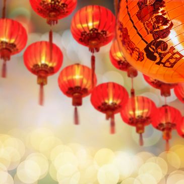 Red lanterns in a Chinese restaurant